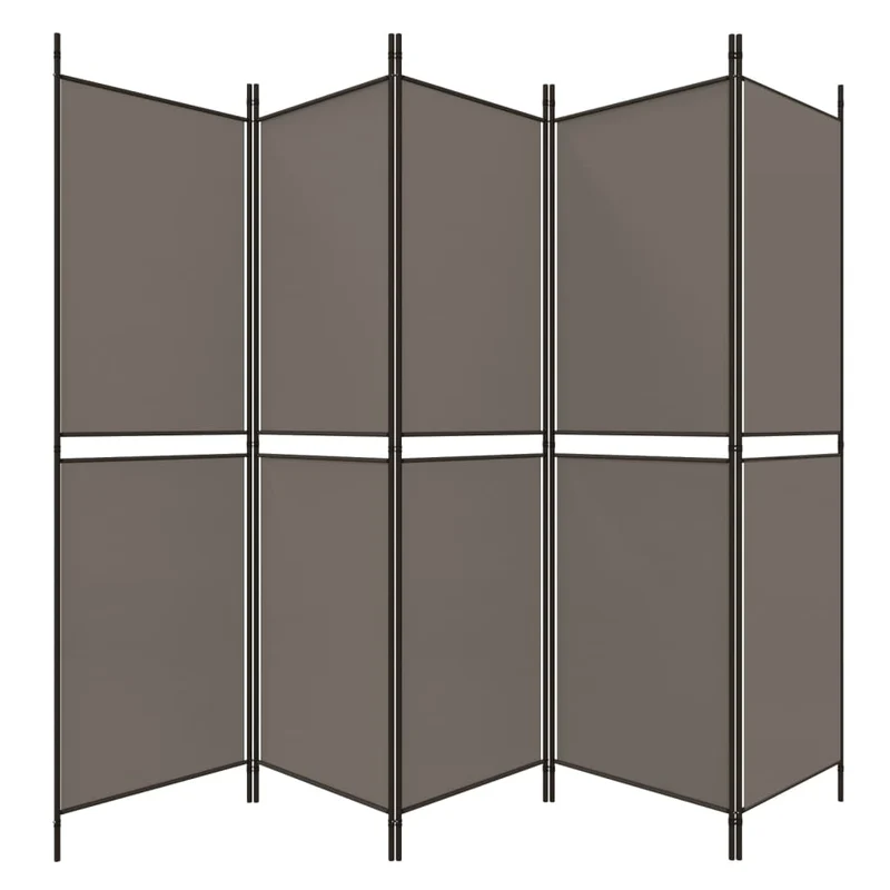 Cloison de séparation pliable anthracite design contemporain – tissu et métal – 250 × 200 cm DEC030931