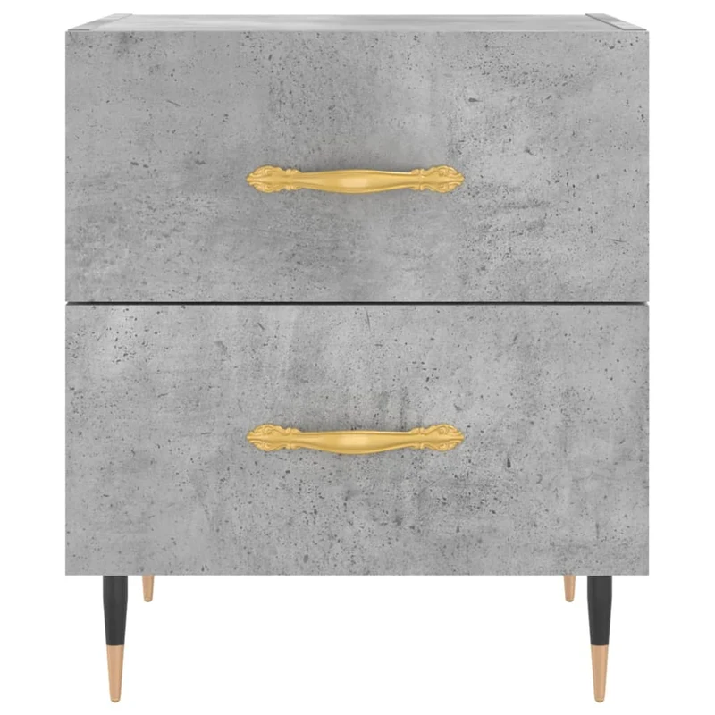 Lot de 2 tables de chevet avec deux tiroirs 40 x 35 x 47,5cm bois d’ingénierie gris et fer DEC035910
