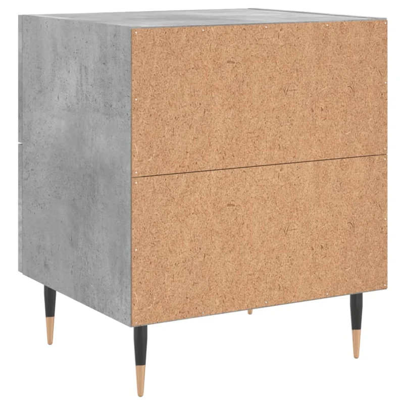 Lot de 2 tables de chevet avec deux tiroirs 40 x 35 x 47,5cm bois d’ingénierie gris et fer DEC035910