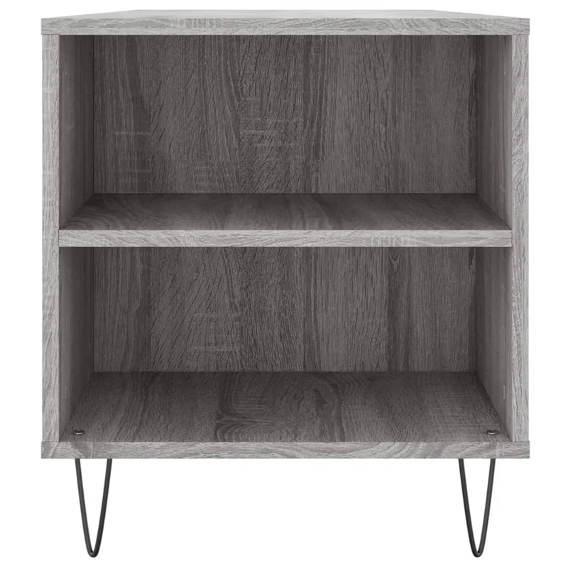 Table basse avec 2 tiroirs et 4 compartiments 102 x 44,5 x 50 cm bois d'ingénierie gris et métal DEC039973