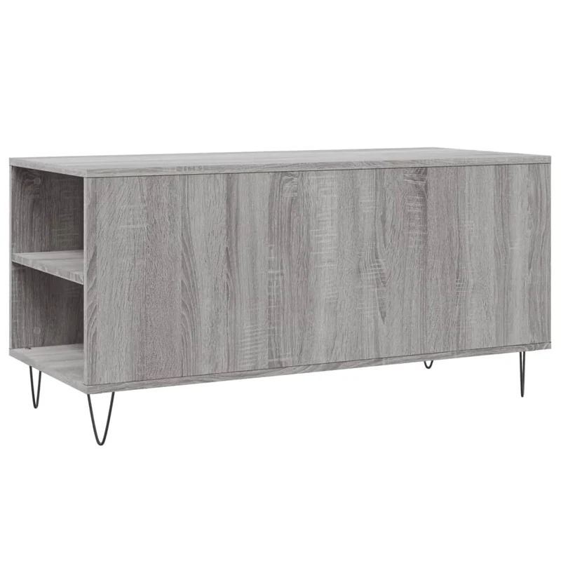 Table basse avec 2 tiroirs et 4 compartiments 102 x 44,5 x 50 cm bois d'ingénierie gris et métal DEC039973