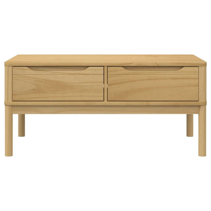 Table basse avec deux tiroirs design moderne et contemporaine 99 x 55,5 x 45 cm bois massif de pin DEC039136