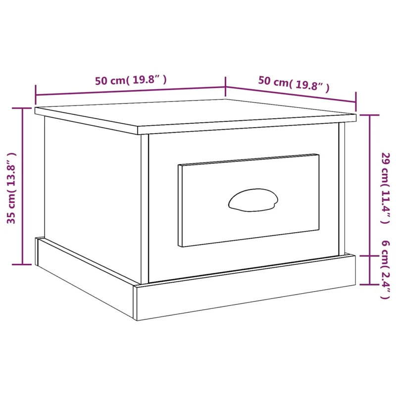 Table basse avec tiroir design moderne et contemporaine 50 x 50 x 35 cm bois d'ingénierie couleur chêne DEC038943