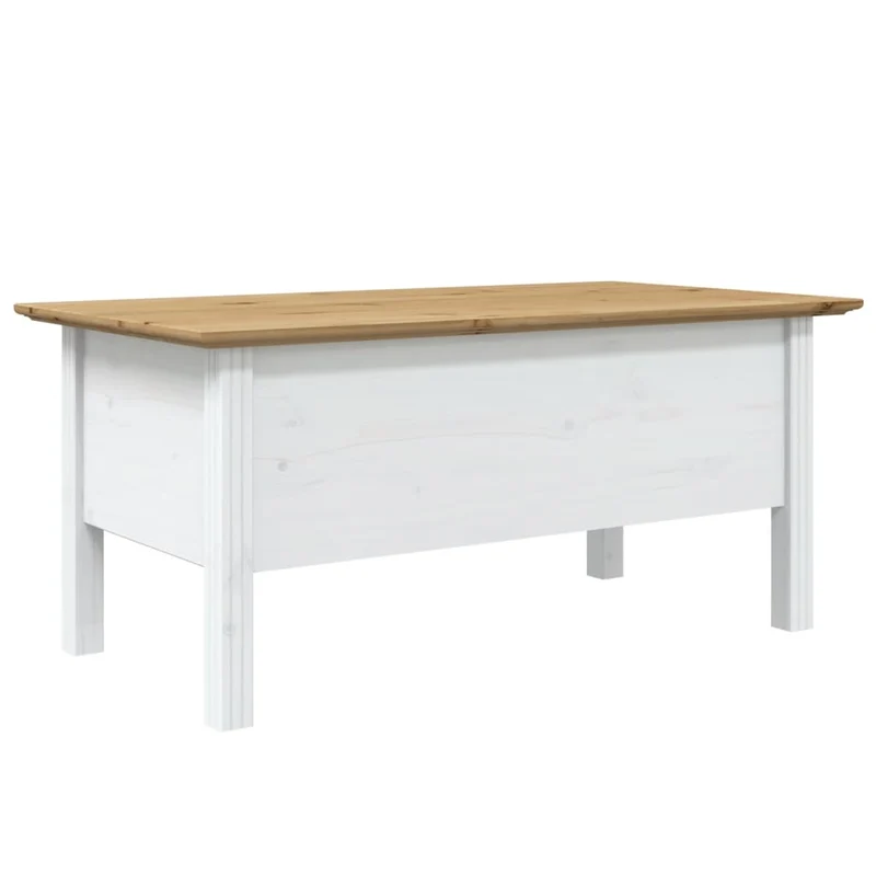 Table basse avec tiroir design moderne et contemporaine 100 x 55 x 46cm bois de pin massif blanc DEC038212