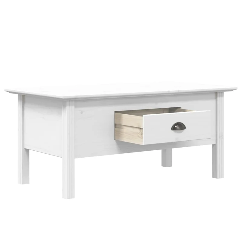 Table basse avec tiroir design moderne et contemporaine 100 x 55 x 46 cm bois de pin et MDF blanc DEC038211
