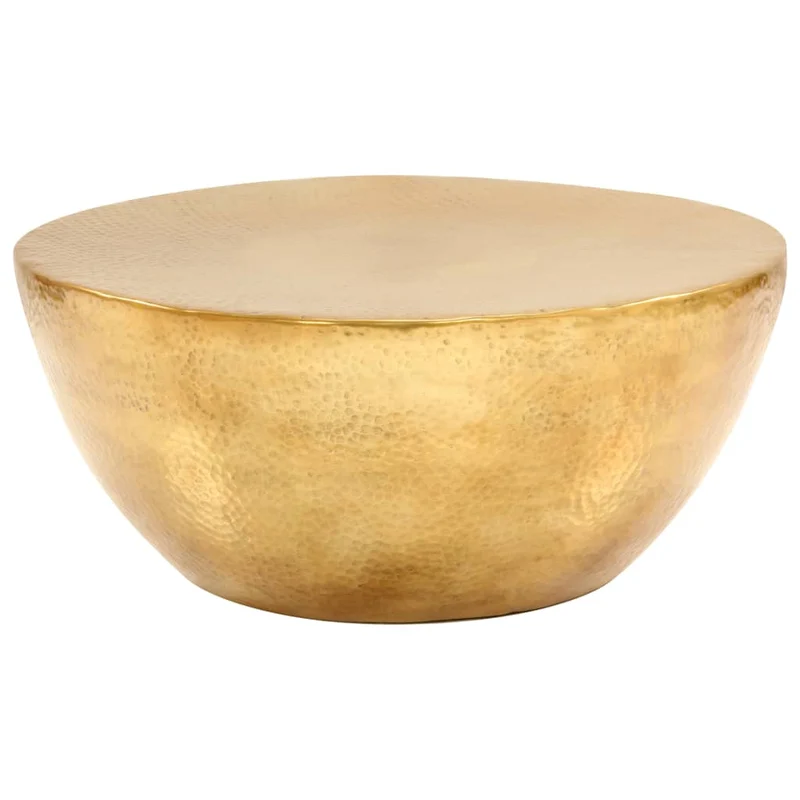 Table basse ronde en aluminium martelé laiton – Design bol table d’appoint moderne Ø 70 cm DEC037261