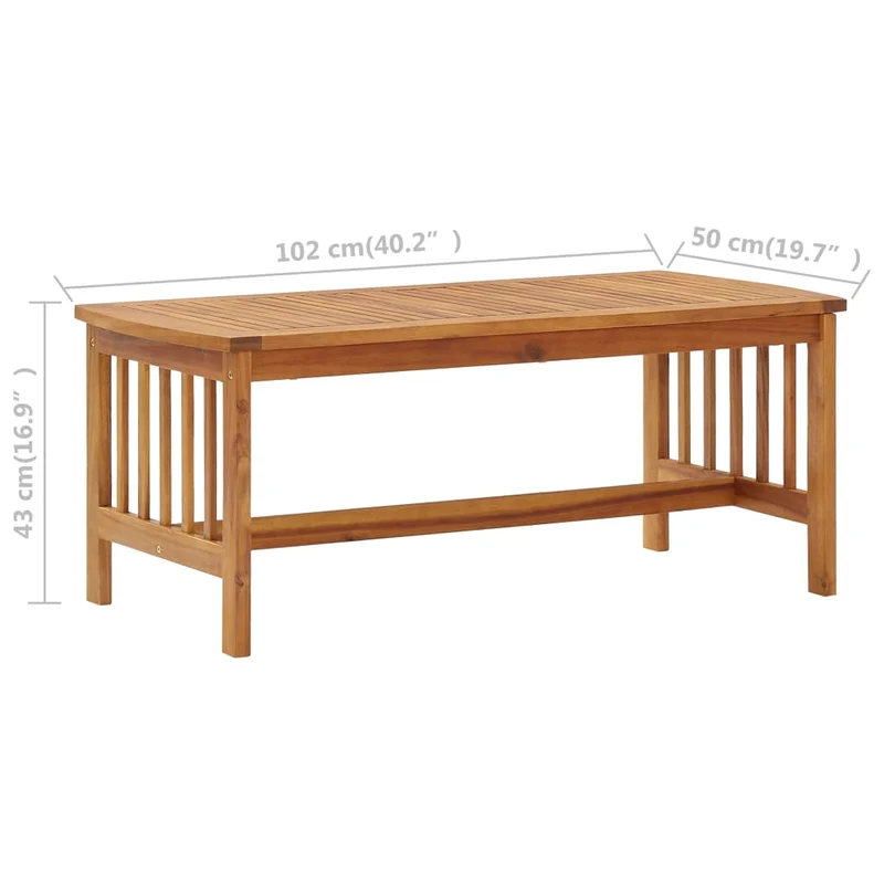 Table basse en bois d’acacia massif huilé – Plateau à lattes – 102 x 50 x 43 cm DEC036970
