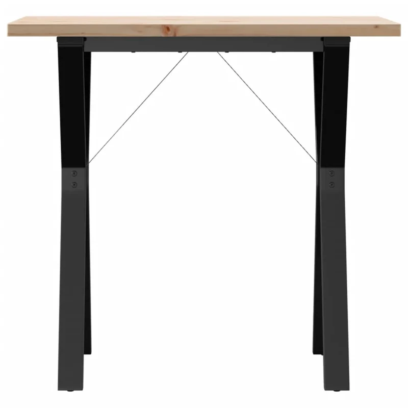 Table de salle à manger design moderne cadre en y 80 x 50 x 75,5cm bois de pin massif et acier DEC036839