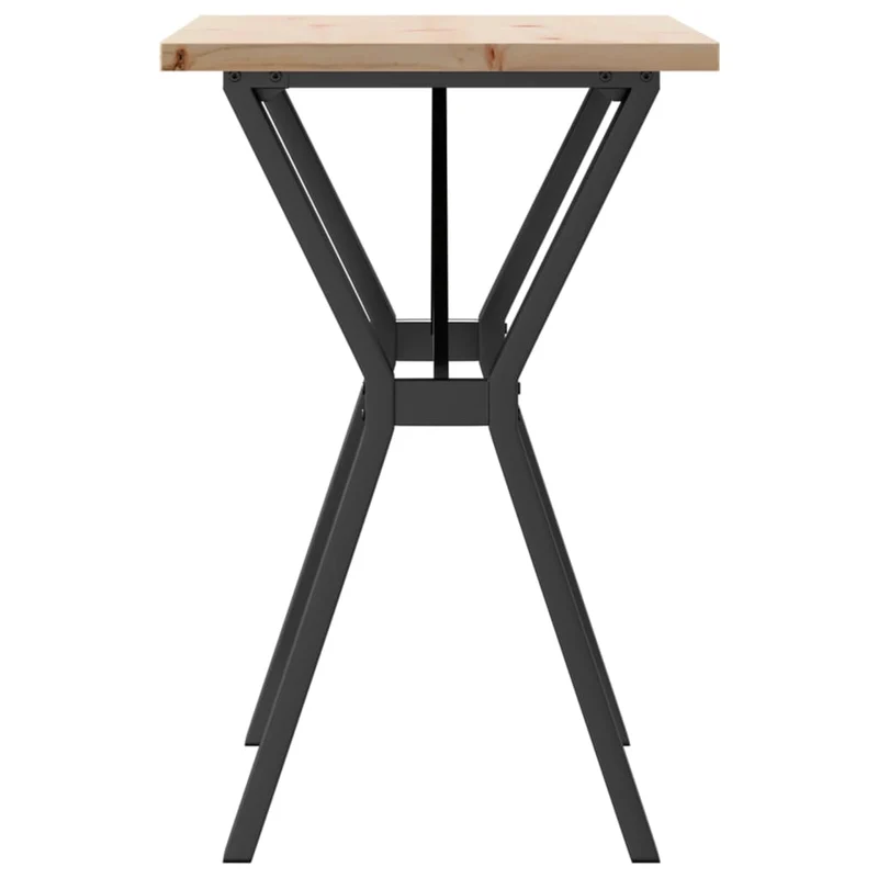 Table de salle à manger design moderne cadre en y 80 x 50 x 75,5cm bois de pin massif et acier DEC036839