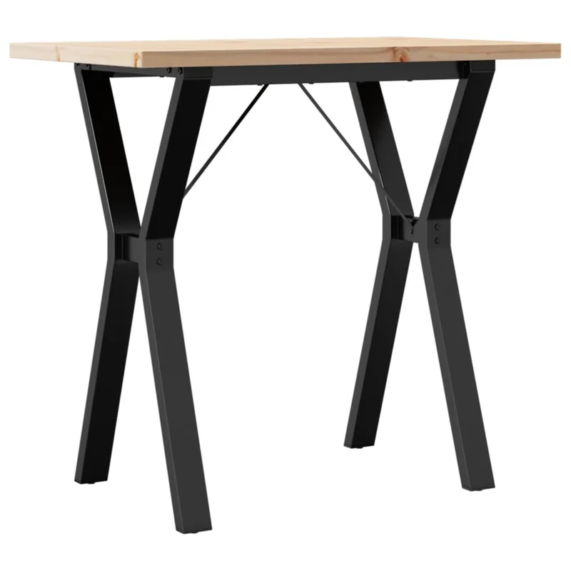 Table de salle à manger design moderne cadre en y 80 x 50 x 75,5cm bois de pin massif et acier DEC036839