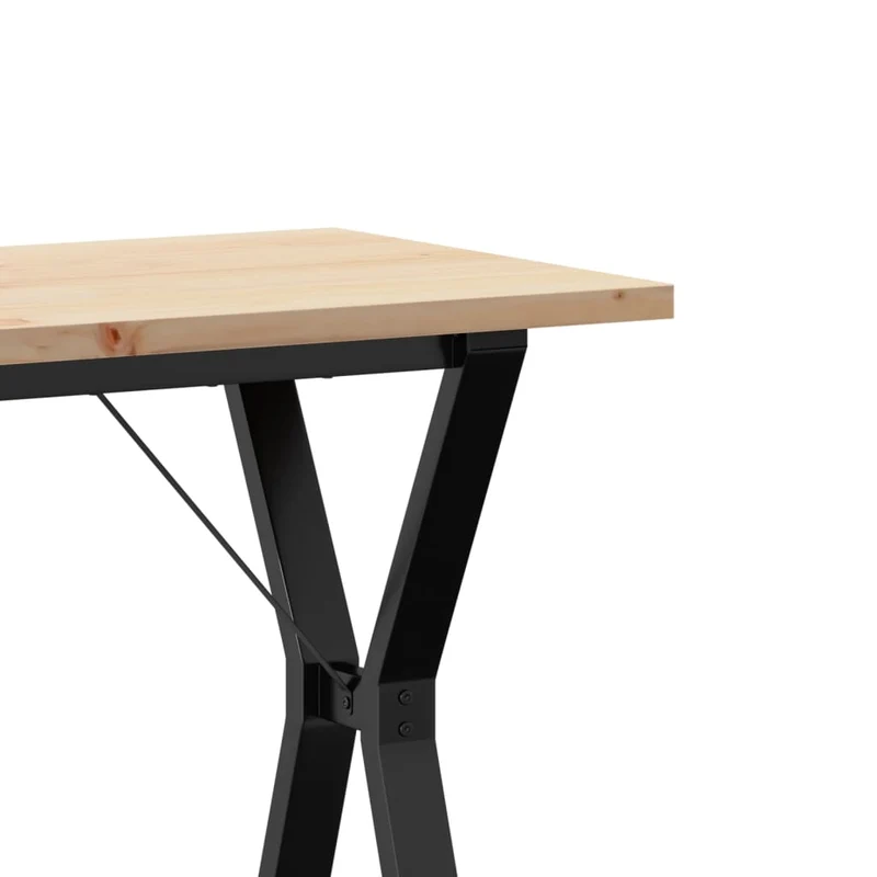 Table de salle à manger design moderne cadre en y 80 x 50 x 75,5cm bois de pin massif et acier DEC036839