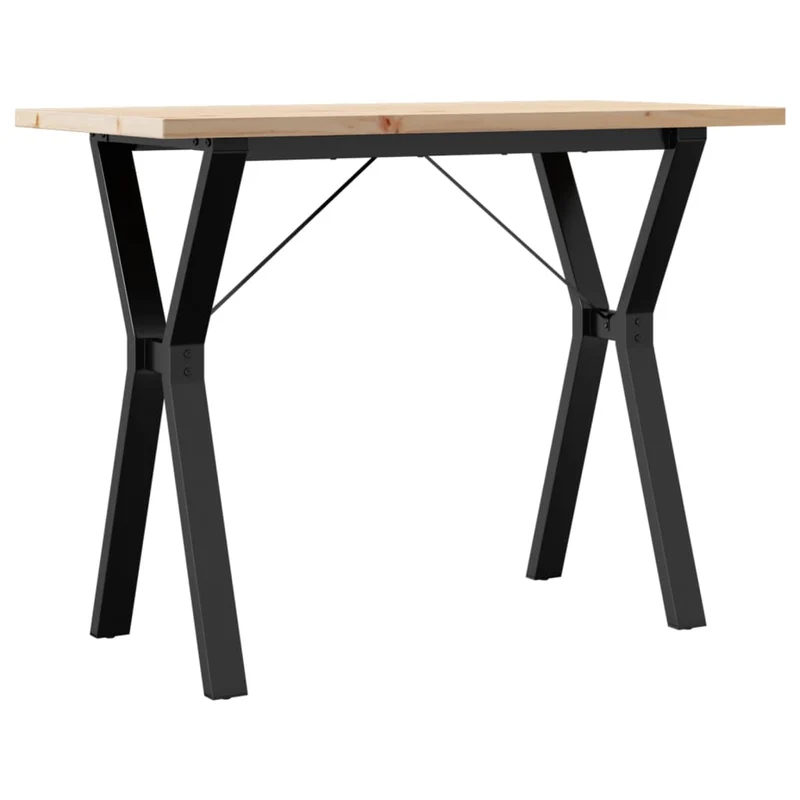 Table de salle à manger design industriel cadre en y 100 x 50 x 75,5 cm bois pin massif acier brun DEC036823
