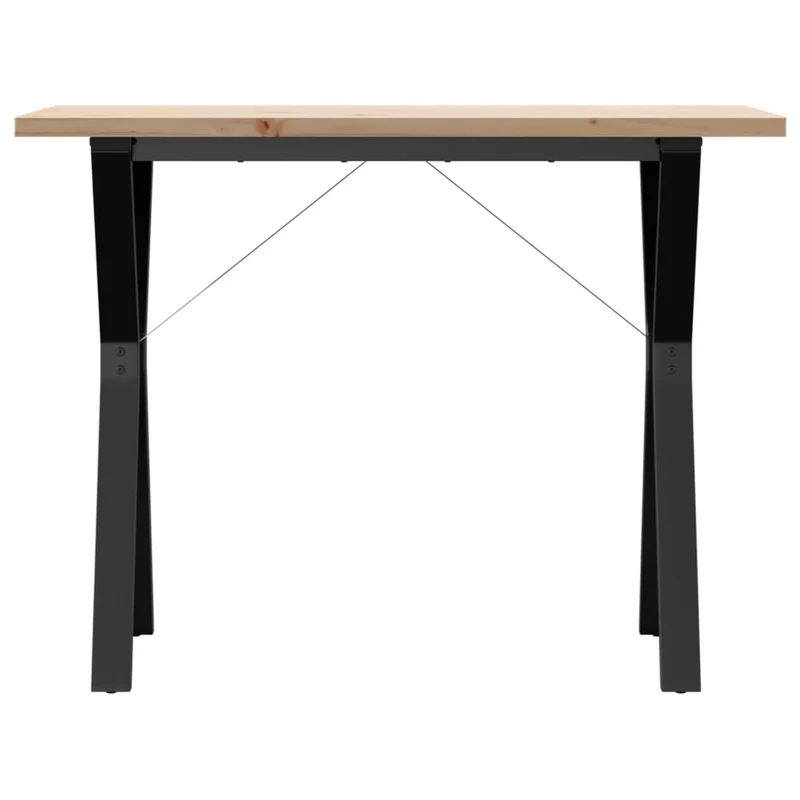 Table de salle à manger design industriel cadre en y 100 x 50 x 75,5 cm bois pin massif acier brun DEC036823