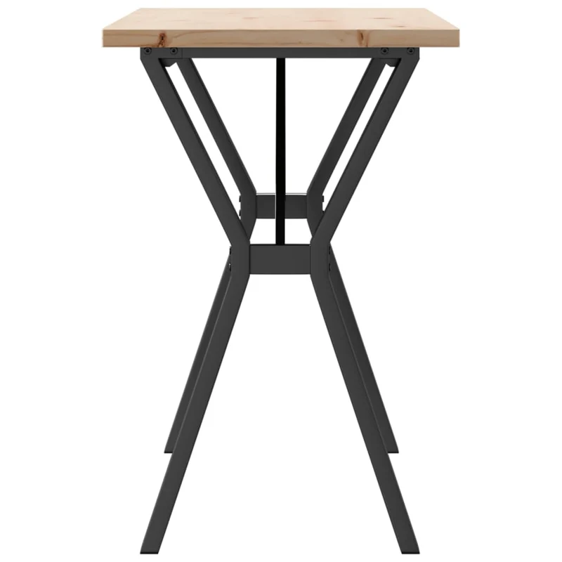 Table de salle à manger design industriel cadre en y 100 x 50 x 75,5 cm bois pin massif acier brun DEC036823