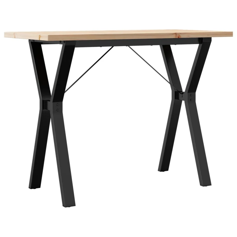 Table de salle à manger design industriel cadre en y 100 x 50 x 75,5 cm bois pin massif acier brun DEC036823
