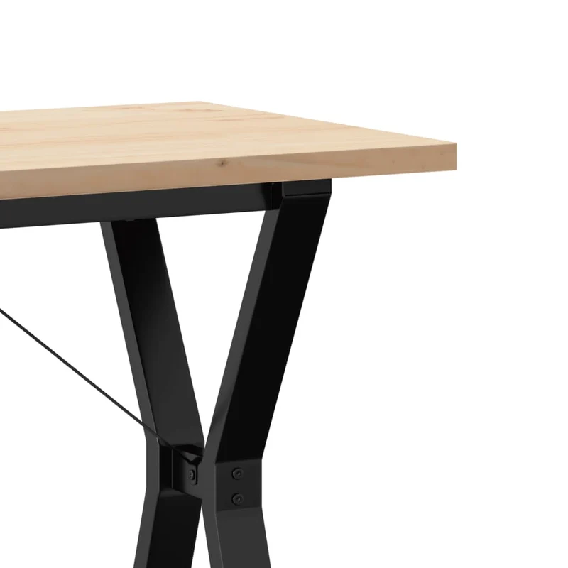 Table de salle à manger design industriel cadre en y 100 x 50 x 75,5 cm bois pin massif acier brun DEC036823