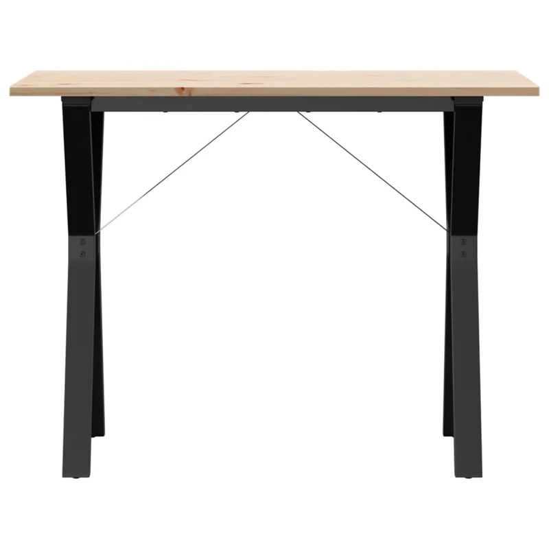 Table de salle à manger design idustriel cadre en y 100 x 50 x 75 cm bois de pin massif acier brun DEC036822