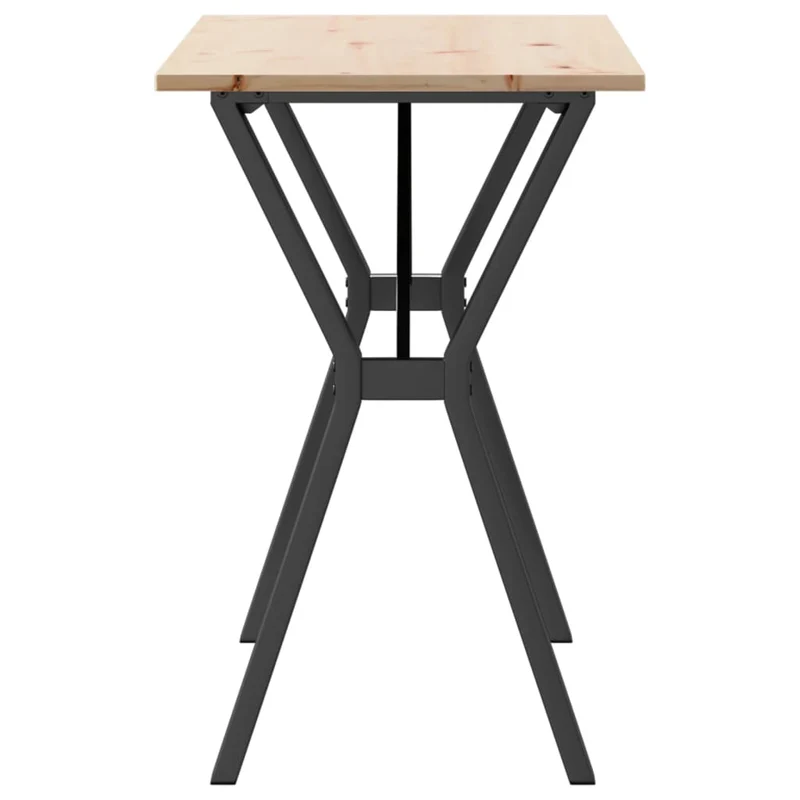 Table de salle à manger design idustriel cadre en y 100 x 50 x 75 cm bois de pin massif acier brun DEC036822