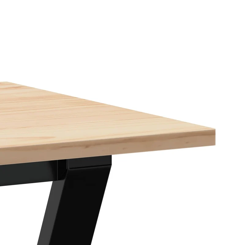 Table de salle à manger design idustriel cadre en y 100 x 50 x 75 cm bois de pin massif acier brun DEC036822