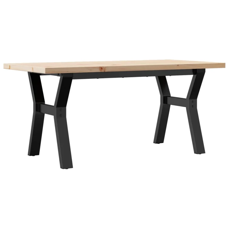 Table basse rectangulaire style industriel cadre en y 100 x 50 x 45,5 cm bois de pin acier brun DEC036278