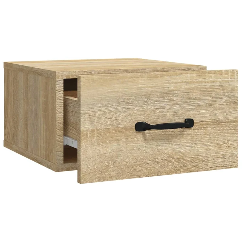 Table de chevet murale avec tiroir 35 x 35 x 20 cm bois d'ingénierie couleur chêne DEC034282