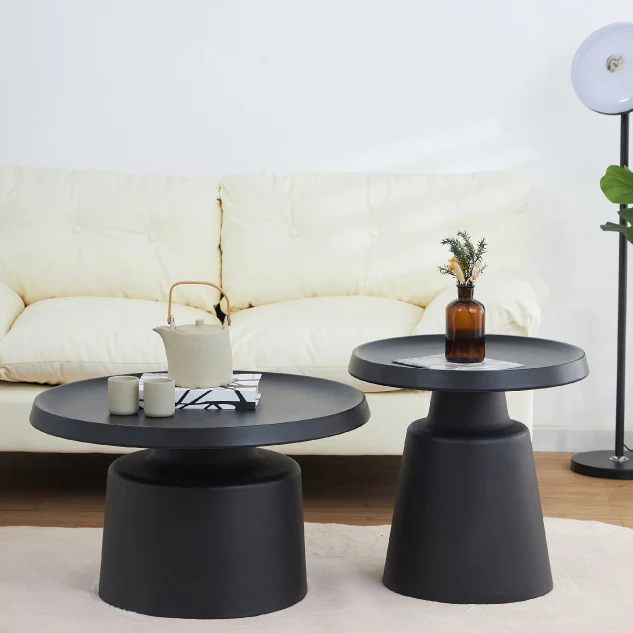 Modern Minimalist Metal Stainless Steel Round Cylindrical End Table 1-Tier For Living Room