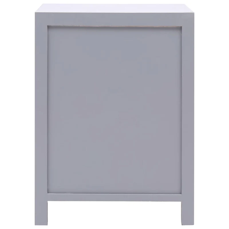 Table de chevet asiatique gris avec 2 portes – 38 x 28 x 52 cm Meuble d’appoint style chinois – Bois Paulownia et MDF DEC033938