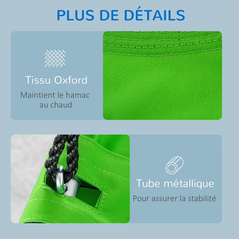 Balançoire nid d'oiseau ronde extérieur 100 x 100 x 180 cm tente amovible capacité 200 kg cosy contemporain en métal vert 21_0000364