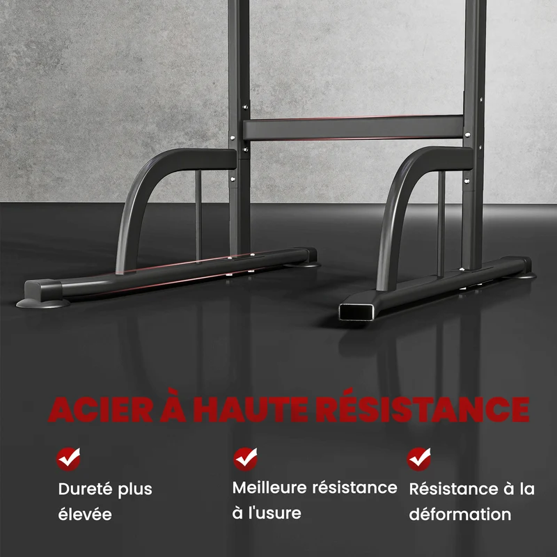 Station de musculation multifonction domestique 98 x 102 x 180-212 cm réglable assise rembourrée industriel en acier noir 21_0006786