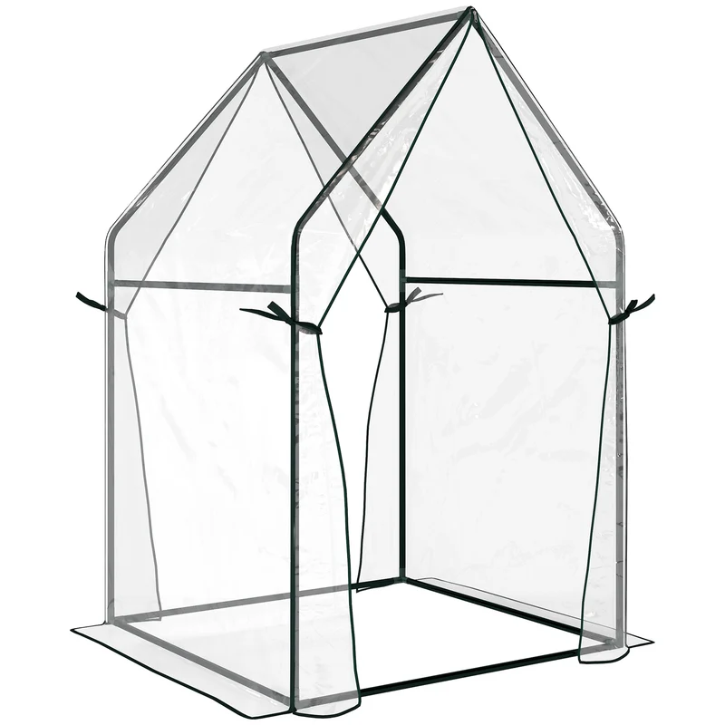 Serre de jardin pour tomates 90 x 90 x 145 cm protection anti froid pluie insectes design épuré en plastique transparent 21_0004363