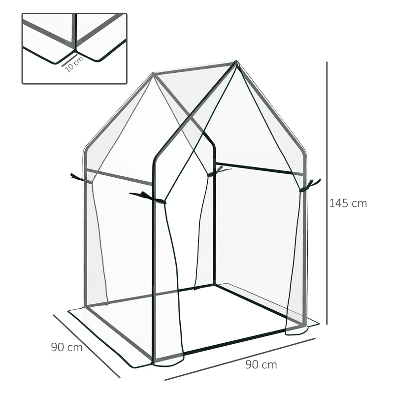 Serre de jardin pour tomates 90 x 90 x 145 cm protection anti froid pluie insectes design épuré en plastique transparent 21_0004363