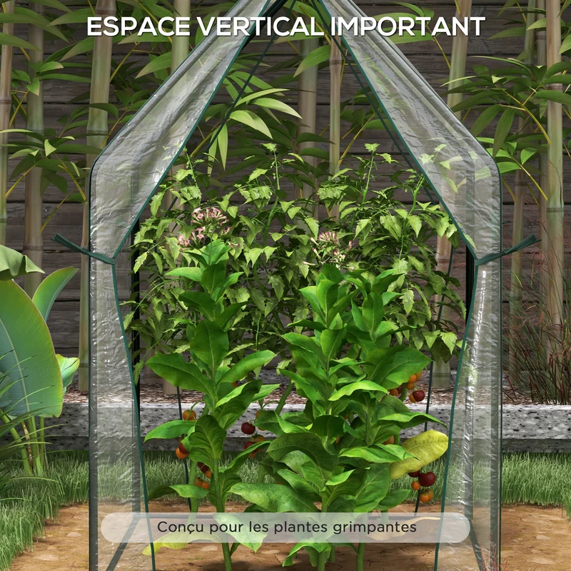 Serre de jardin pour tomates 90 x 90 x 145 cm protection anti froid pluie insectes design épuré en plastique transparent 21_0004363