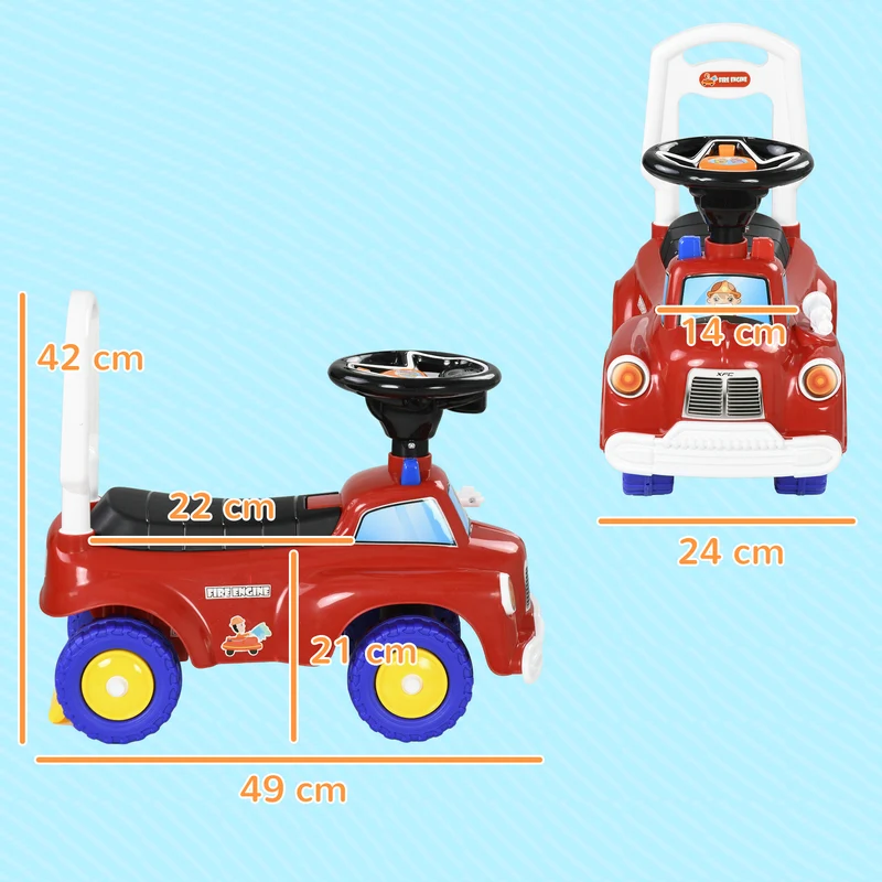 Porteur trotteur camion de pompier salon et chambre 49 x 24 x 42 cm coffre lumières design contemporain en PP rouge 21_0000566