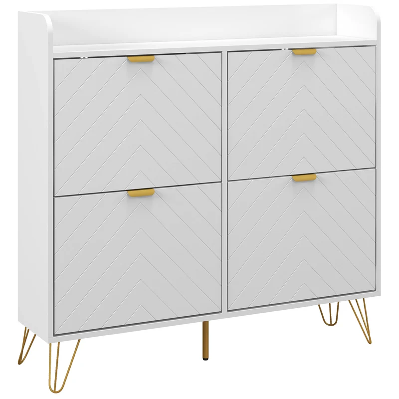 Meuble à chaussures d'entrée étroit 106 x 24 x 102 cm gain de place et étagères réglables épuré moderne en MDF blanc 21_0002701