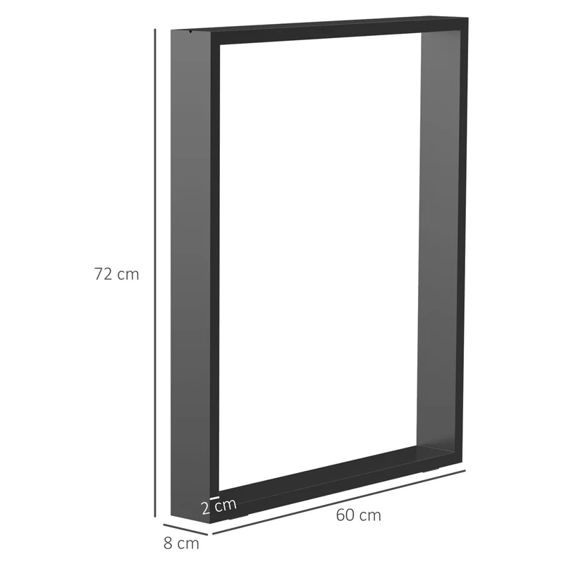 Lot de 4 pieds de tables rectangulaires 60 x 8 x 72 cm montage rapide capacité 120 kg style industriel en acier noir 21_0007154
