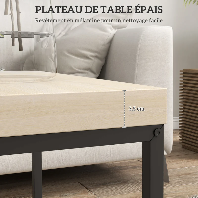 Lot de 2 tables gigognes carrées salon 45 x 45 x 45 cm encastrables modulables moderne en panneaux de particules naturel 21_0003157