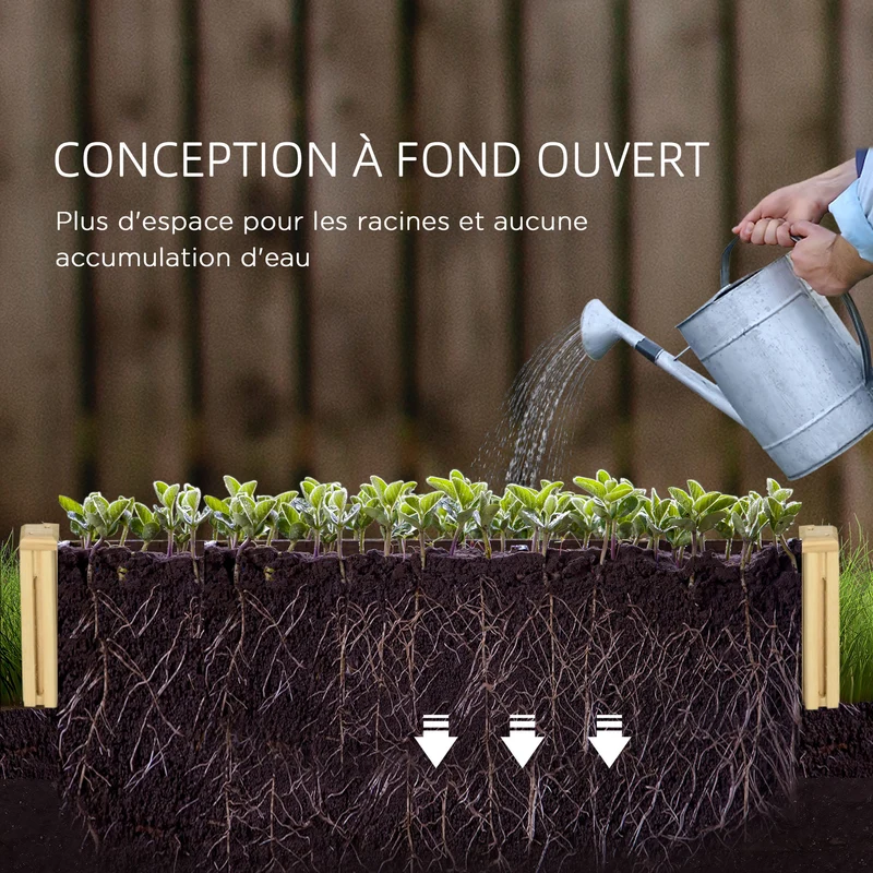 Jardinière avec treillis pour balcon 230 x 60 x 110 cm résistante sans fond pour plantation rustique en bois naturel 21_0004315
