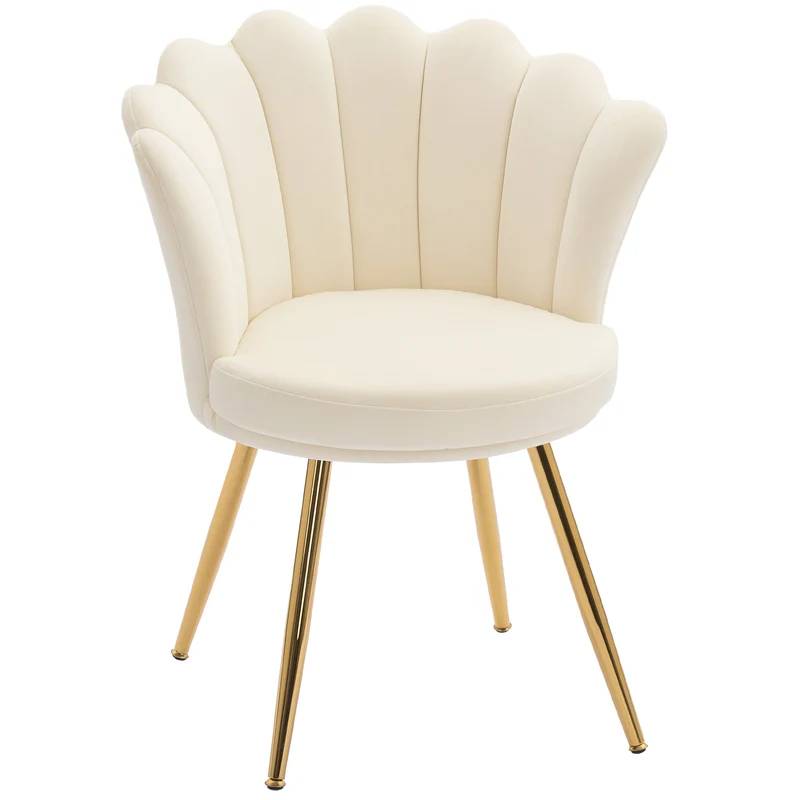Chaise coquillage coiffeuse 67 x 64 x 77 cm confort cocooning mousse haute densité classique tendance en polyester beige 21_0003019