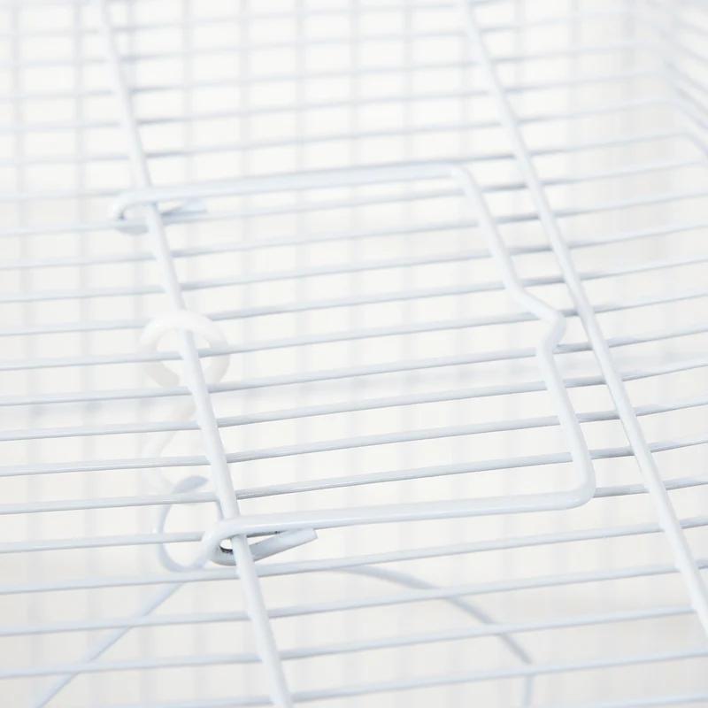 Cage volière suspendue oiseaux 46.5 x 35.5 x 92 cm avec mangeoires perchoirs plateau amovible moderne en métal blanc 21_0007557
