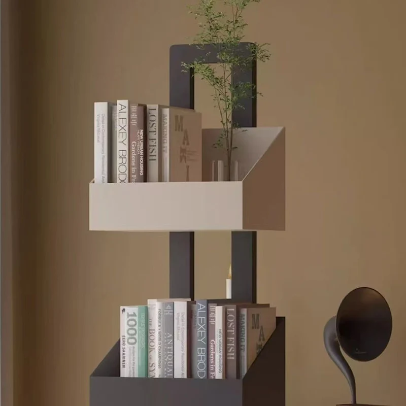 Contemporary Industrial Corrosion Resistant Iron Narrow Ladder Floor Storage Bookshelf 3/4/5-Tier For Living Room