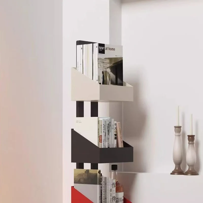 Contemporary Industrial Corrosion Resistant Iron Narrow Ladder Floor Storage Bookshelf 3/4/5-Tier For Living Room