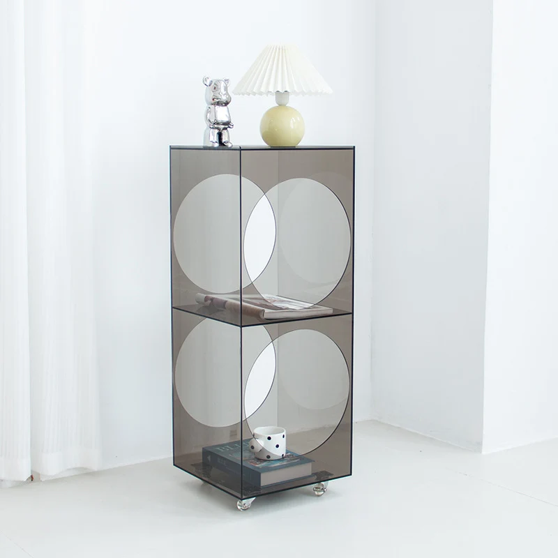 Modern Minimalist Rectangular Acrylic Storage Cabinet 2-Tier Movable For Living Room