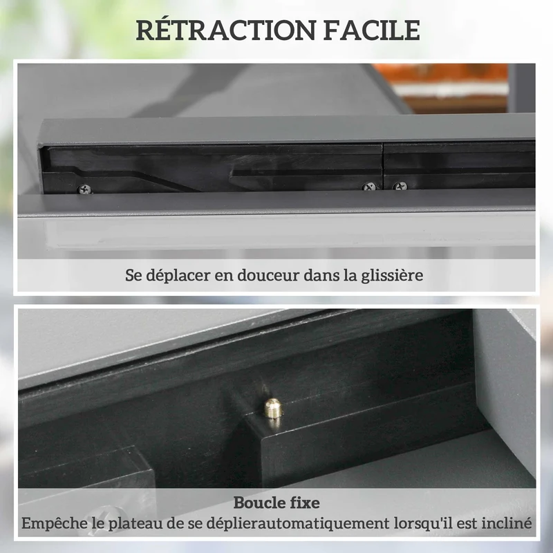 Table extensible de jardin 160 x 80 x 75 cm 4 à 6 personnes gain de place moderne contemporain en aluminium gris foncé 21_0004615