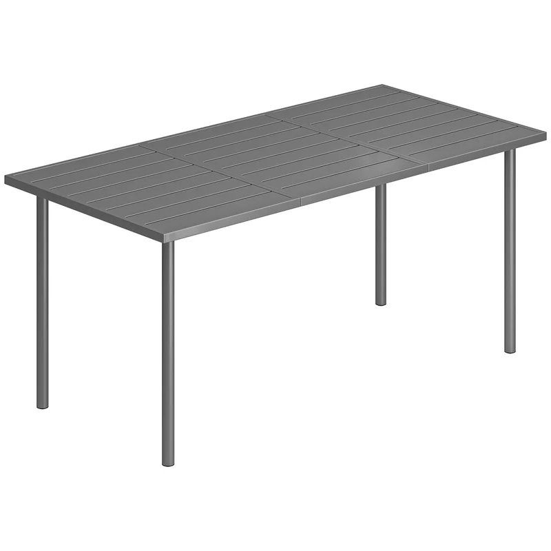 Table de jardin rectangulaire 6 personnes 165 x 80 x 74 cm drainage efficace stable contemporain en métal gris foncé 21_0005770