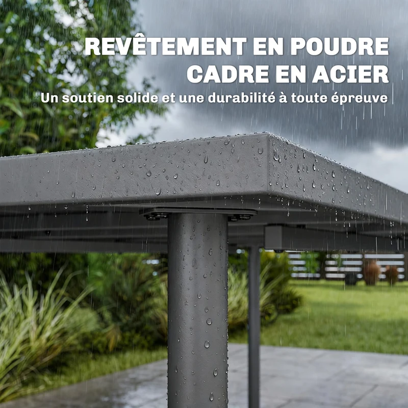 Table de jardin rectangulaire 6 personnes 165 x 80 x 74 cm drainage efficace stable contemporain en métal gris foncé 21_0005770