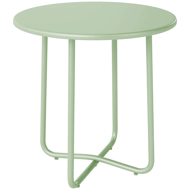 Table basse ronde terrasse salon 48 x 51 cm patins réglables pour stabilité bord roulé minimaliste moderne en métal vert 21_0005761