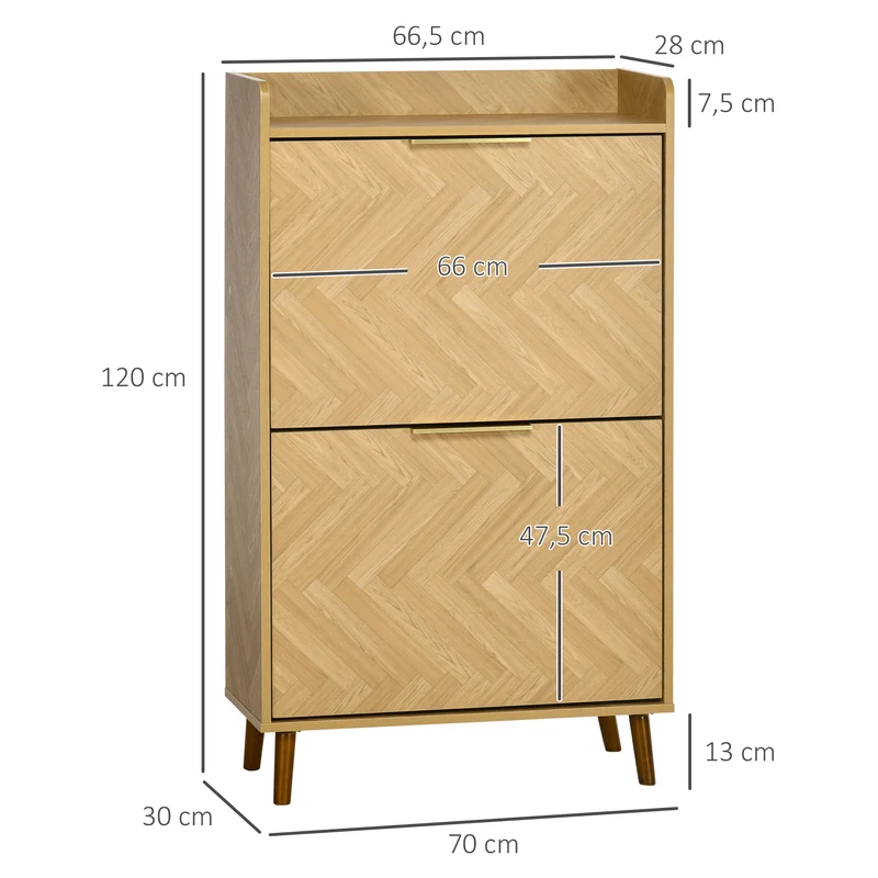 Meuble à chaussures pour entrée 70 x 30 x 120 cm 12 paires anti basculement vintage en panneau de particules naturel 21_0002645