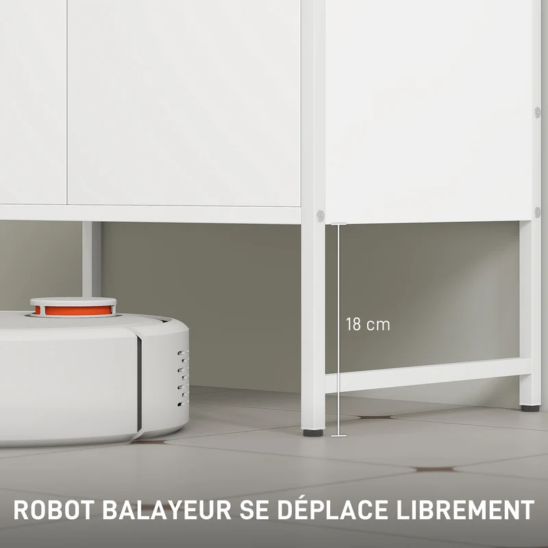 Meuble sous lavabo 60 x 33 x 60.5 cm fermeture douce étagère réglable compact style épuré en panneau de particules blanc 21_0002082