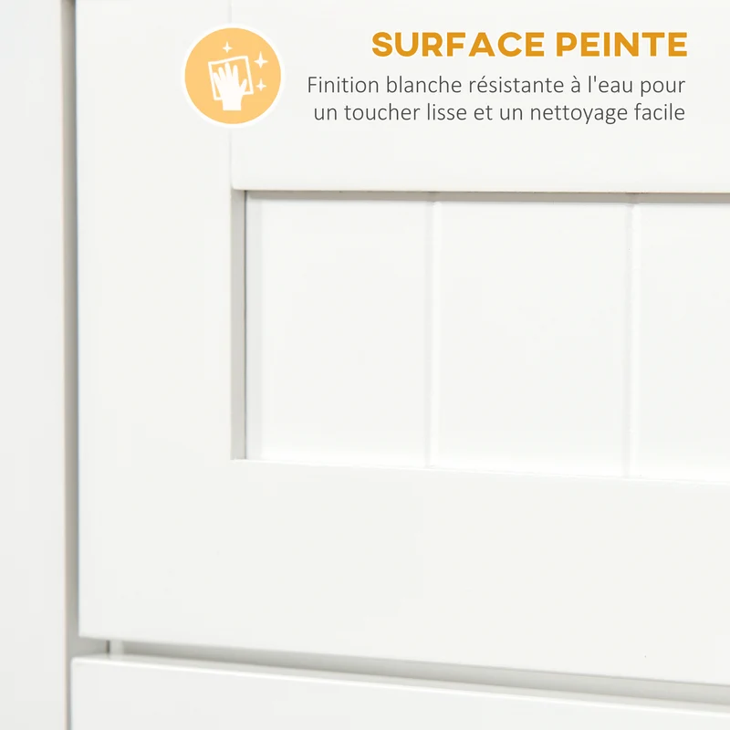 Meuble armoire micro-ondes cuisine 60 x 40 x 122,5 cm tiroir étagère réglable anti basculement moderne en MDF blanc 21_0002278