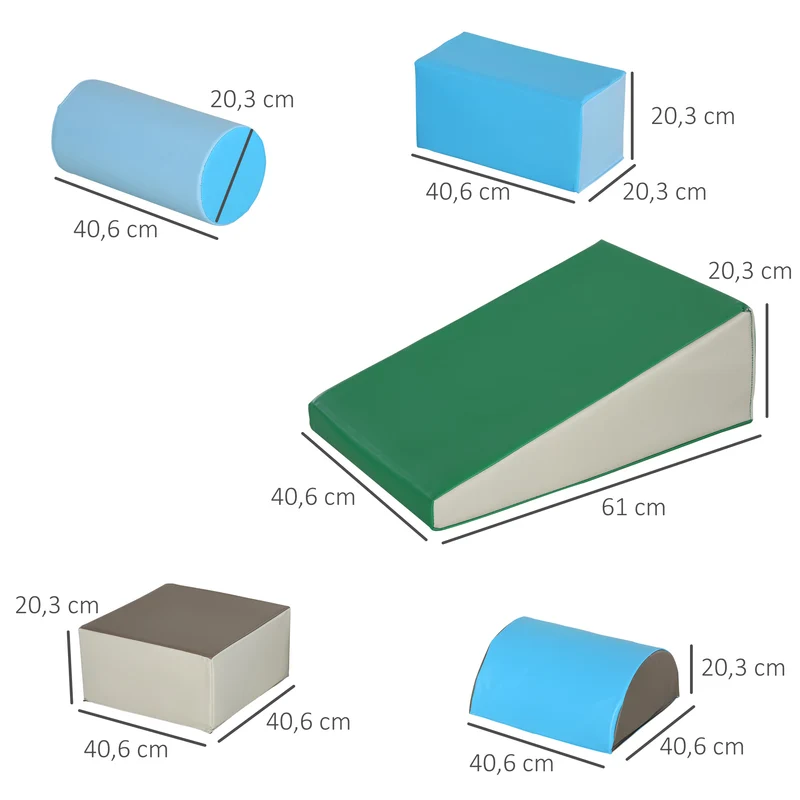 Lot de 5 modules motricité bébé parcours d'éveil 40,6 x 61 x 20,3 cm jeux d'équilibre moderne design en epe multicolore 21_0000713